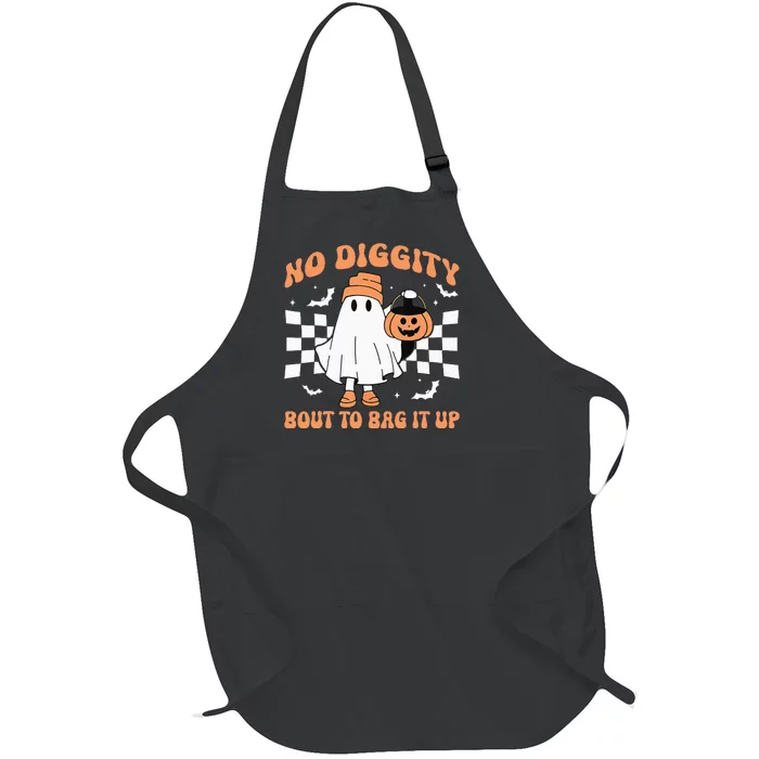 Halloween Ghost No Diggity Kids Bout To Bag It Up Full-Length Apron With Pocket