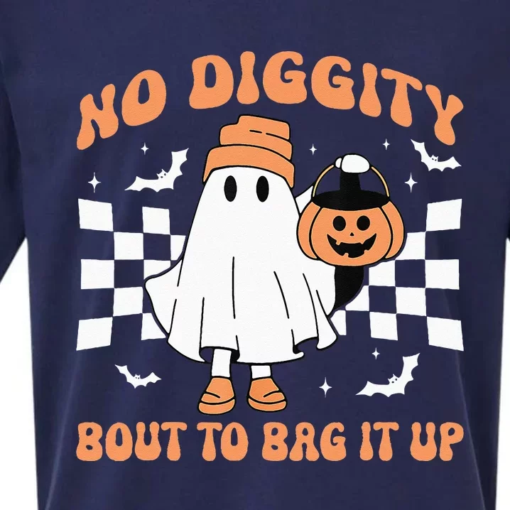 Halloween Ghost No Diggity Kids Bout To Bag It Up Sueded Cloud Jersey T-Shirt