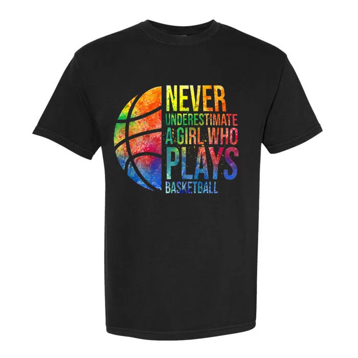 Hoops Girl Never Underestimate A Girl Who Plays Basketball Garment-Dyed Heavyweight T-Shirt