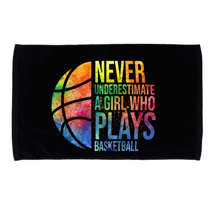 Hoops Girl Never Underestimate A Girl Who Plays Basketball Microfiber Hand Towel