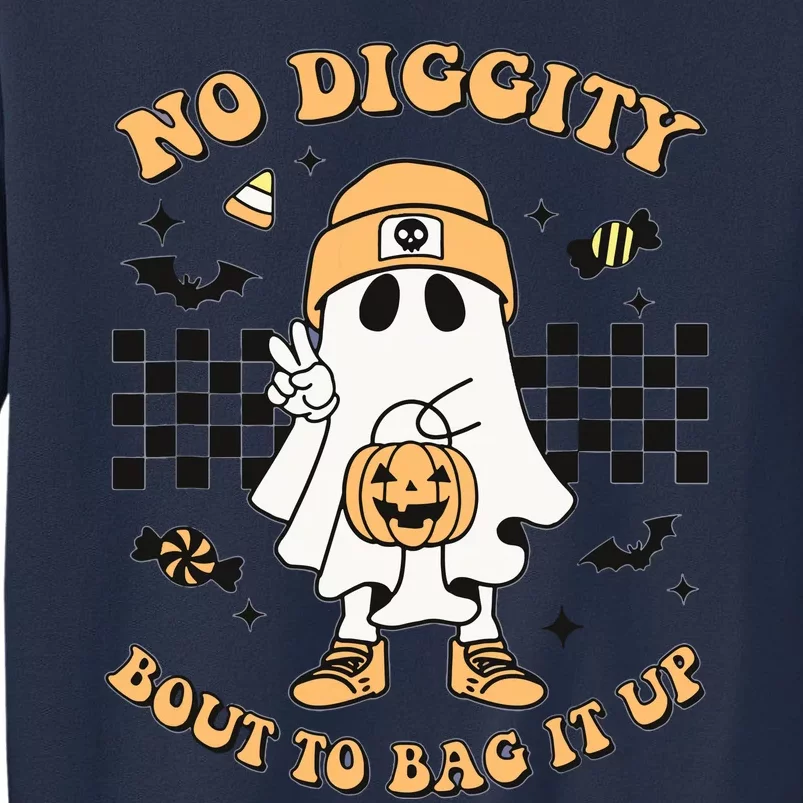 Halloween Ghost No Diggity Bout To Bag It Up Kids Sweatshirt