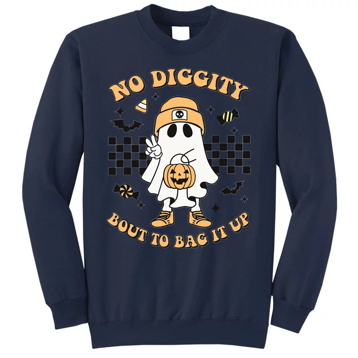 Halloween Ghost No Diggity Bout To Bag It Up Kids Sweatshirt