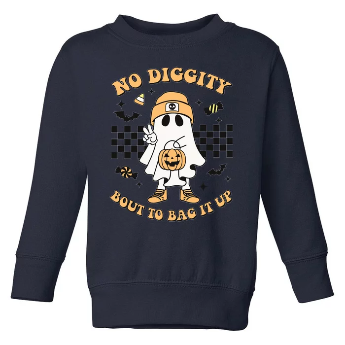 Halloween Ghost No Diggity Bout To Bag It Up Kids Toddler Sweatshirt