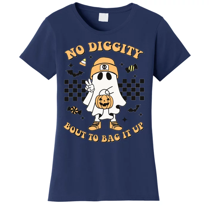 Halloween Ghost No Diggity Bout To Bag It Up Kids Women's T-Shirt