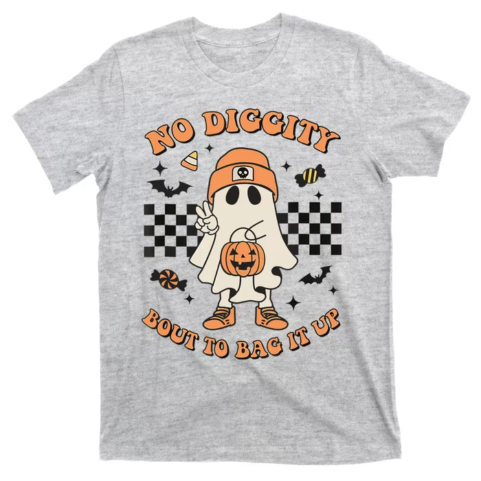 Halloween Ghost No Diggity Bout To Bag It Up T-Shirt