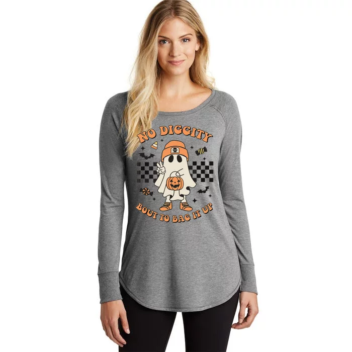 Halloween Ghost No Diggity Bout To Bag It Up Women's Perfect Tri Tunic Long Sleeve Shirt