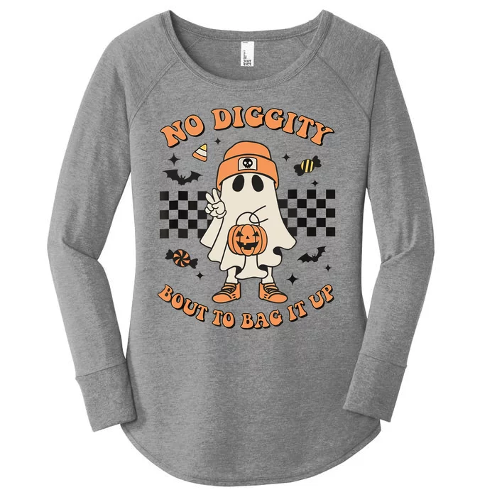 Halloween Ghost No Diggity Bout To Bag It Up Women's Perfect Tri Tunic Long Sleeve Shirt