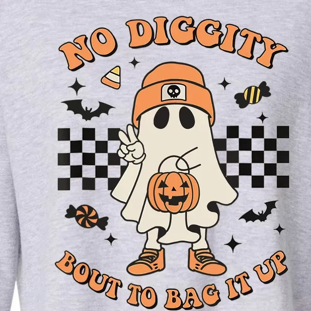 Halloween Ghost No Diggity Bout To Bag It Up Cropped Pullover Crew