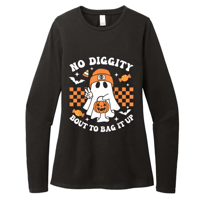 Halloween Ghost No Diggity Bout To Bag It Up Womens CVC Long Sleeve Shirt