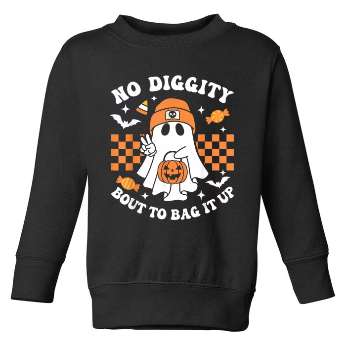 Halloween Ghost No Diggity Bout To Bag It Up Toddler Sweatshirt