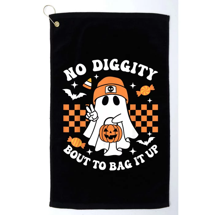 Halloween Ghost No Diggity Bout To Bag It Up Platinum Collection Golf Towel