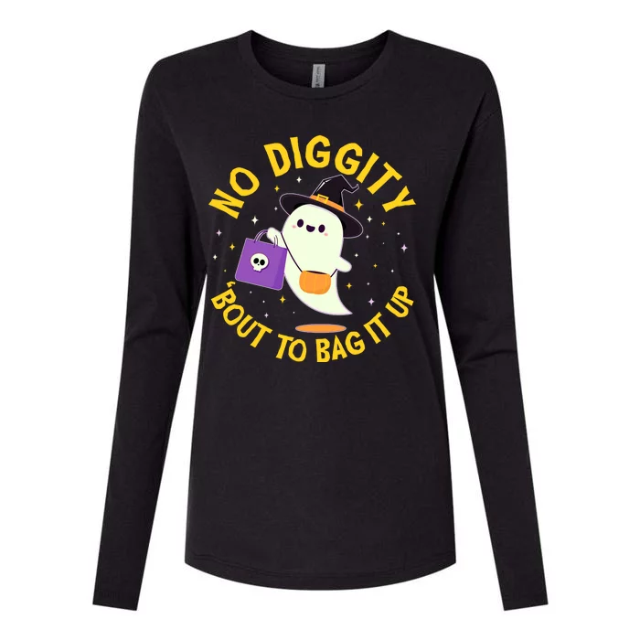 Halloween Ghost No Diggity Bout To Bag It Up Womens Cotton Relaxed Long Sleeve T-Shirt