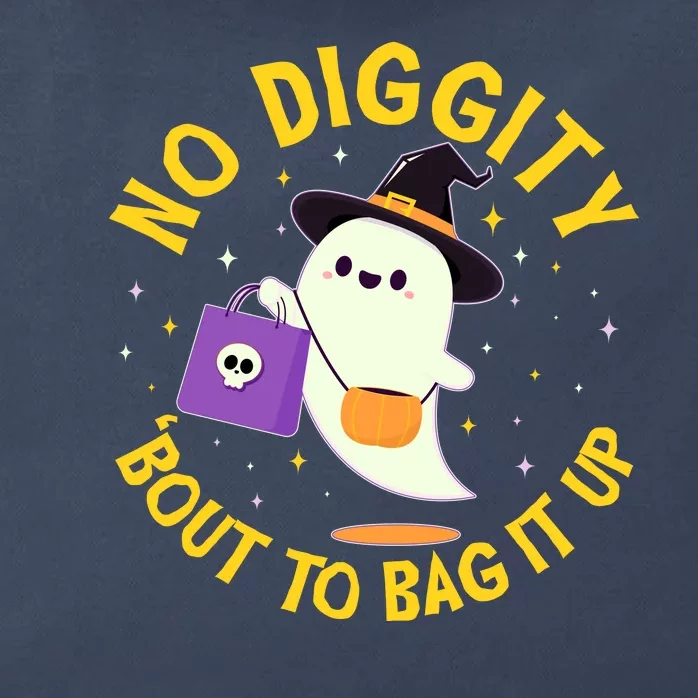 Halloween Ghost No Diggity Bout To Bag It Up Zip Tote Bag