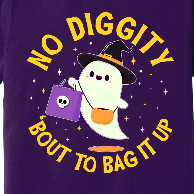 Halloween Ghost No Diggity Bout To Bag It Up Premium T-Shirt