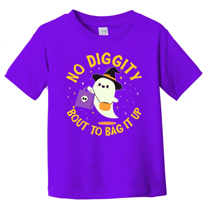 Halloween Ghost No Diggity Bout To Bag It Up Toddler T-Shirt