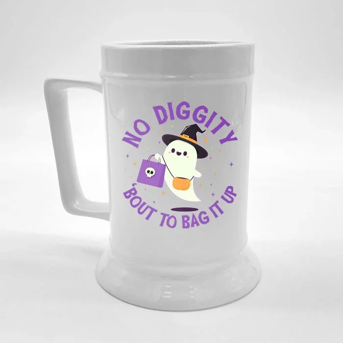 Halloween Ghost No Diggity Bout To Bag It Up Front & Back Beer Stein