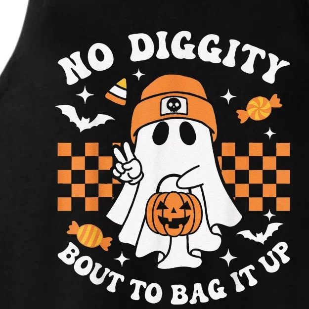 Halloween Ghost No Diggity Bout To Bag It Up Ladies Tri-Blend Wicking Tank