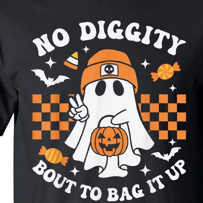 Halloween Ghost No Diggity Bout To Bag It Up Tall T-Shirt