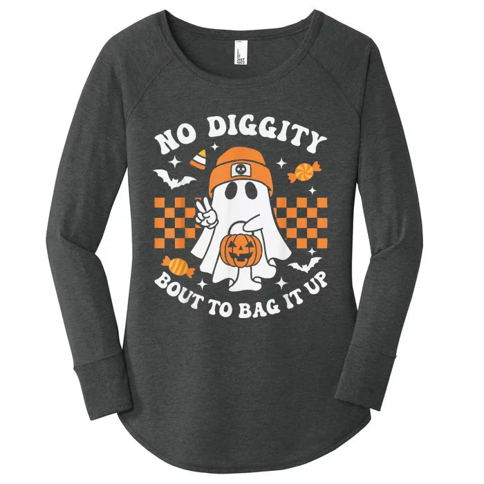 Halloween Ghost No Diggity Bout To Bag It Up Women's Perfect Tri Tunic Long Sleeve Shirt