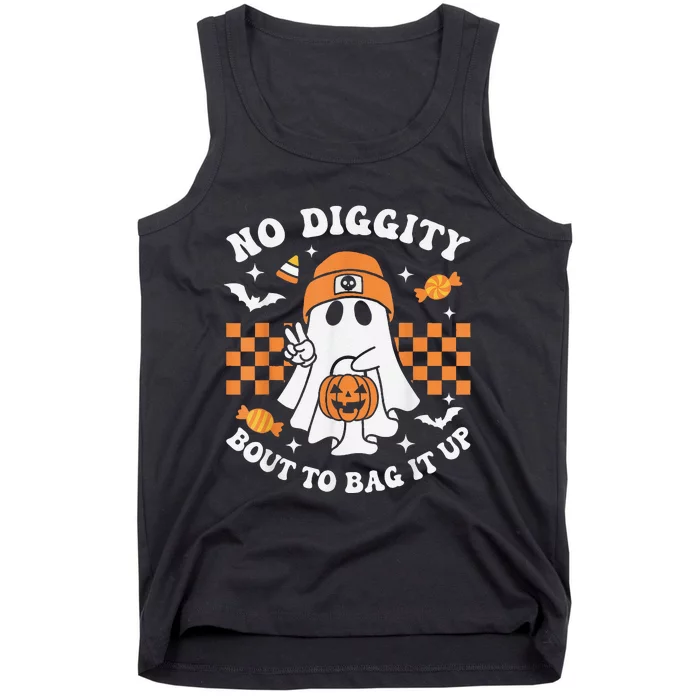 Halloween Ghost No Diggity Bout To Bag It Up Tank Top