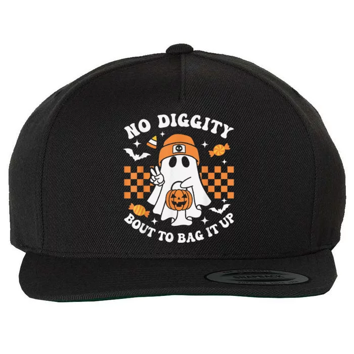 Halloween Ghost No Diggity Bout To Bag It Up Wool Snapback Cap