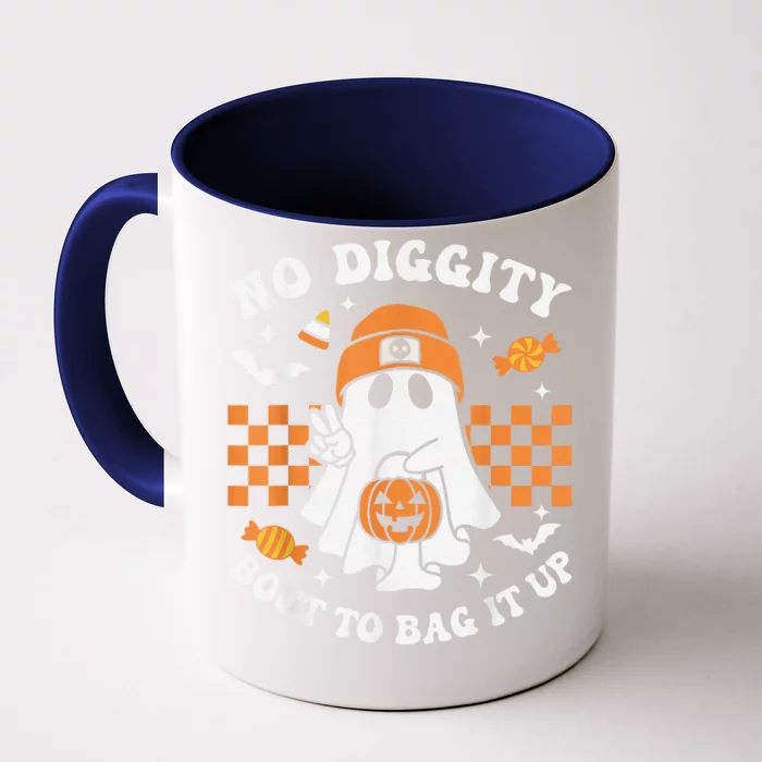 Halloween Ghost No Diggity Bout To Bag It Up Front & Back Coffee Mug