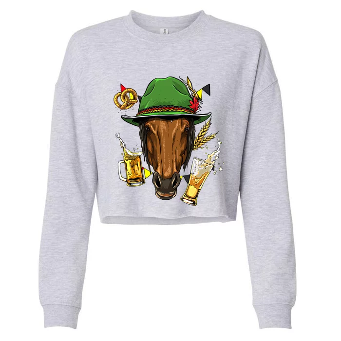 Horse Gery Oktoberfest Party Beer Fest Horse Lover Cow Gift Cropped Pullover Crew