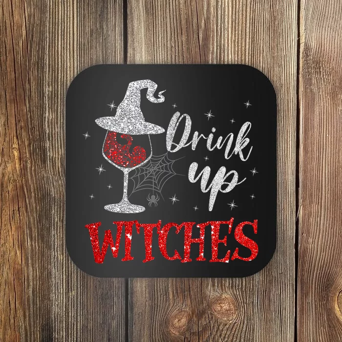 Halloween Glass Of Wine Drink Up Witches Funny Drinking Wine Coaster