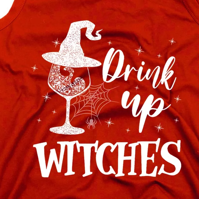 Halloween Glass Of Wine Drink Up Witches Funny Drinking Wine Tank Top