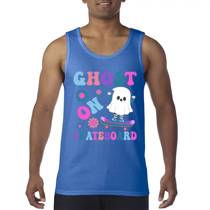 Halloween Ghost On Skateboard Cool Gift Tank Top