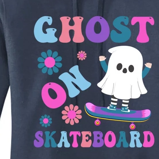 Halloween Ghost On Skateboard Cool Gift Women's Pullover Hoodie