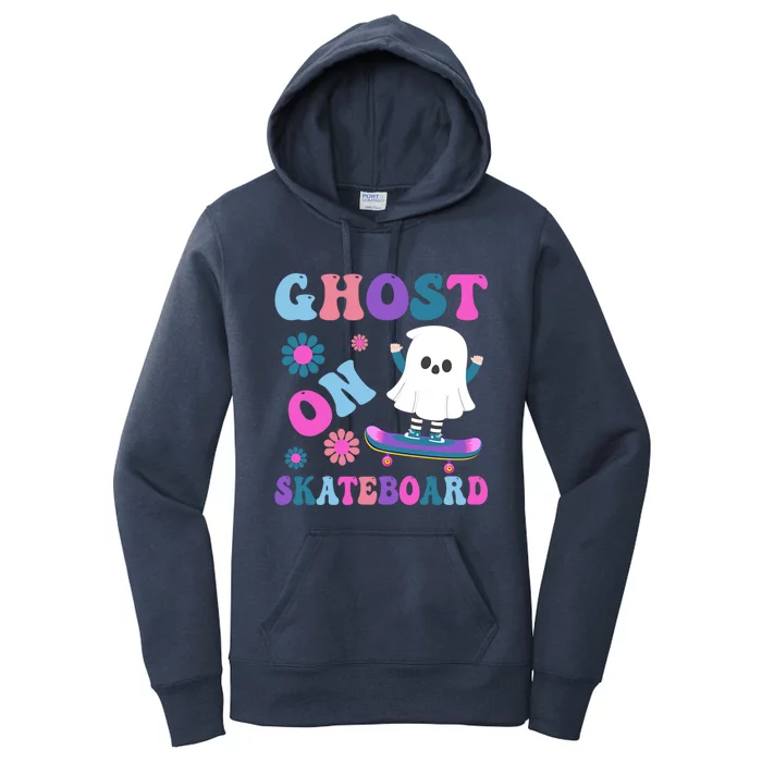 Halloween Ghost On Skateboard Cool Gift Women's Pullover Hoodie