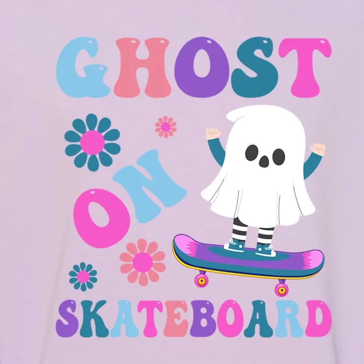 Halloween Ghost On Skateboard Cool Gift Garment-Dyed Sweatshirt