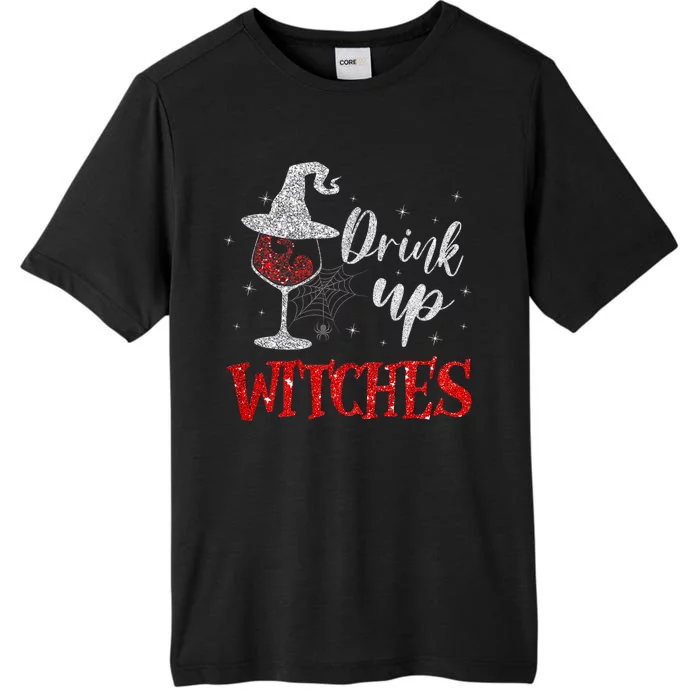 Halloween Glass Of Wine Drink Up Witches Funny Drinking Wine ChromaSoft Performance T-Shirt