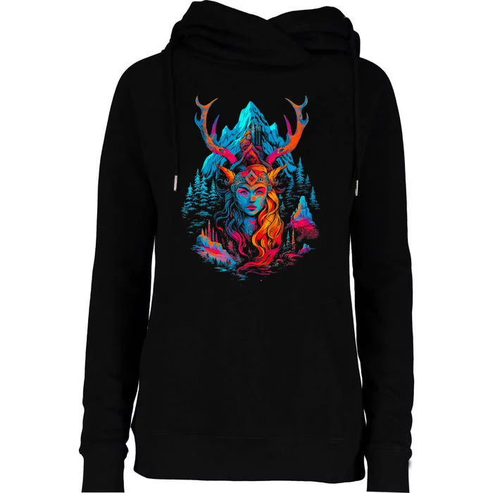 Hel Goddess Of Death Norse Mythology Viking Womens Funnel Neck Pullover Hood