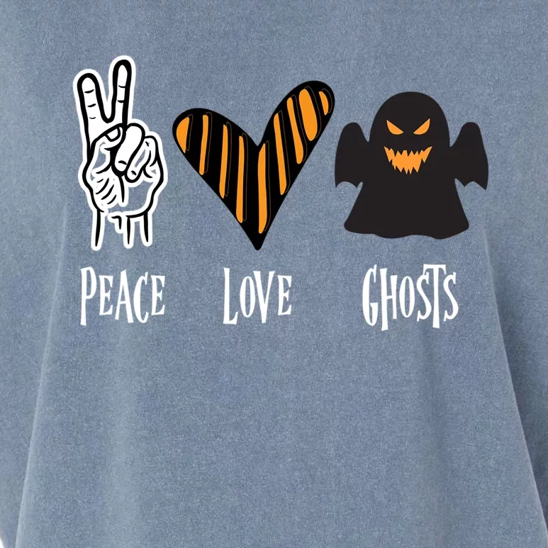 Halloween Ghost Outfit Peace Love Halloween Cute Gift Garment-Dyed Women's Muscle Tee