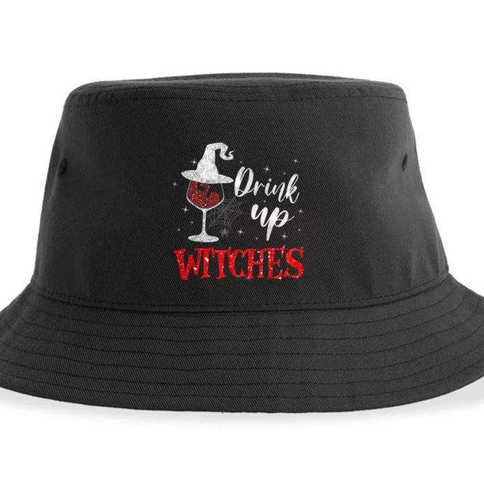 Halloween Glass Of Wine Drink Up Witches Funny Drinking Wine Sustainable Bucket Hat