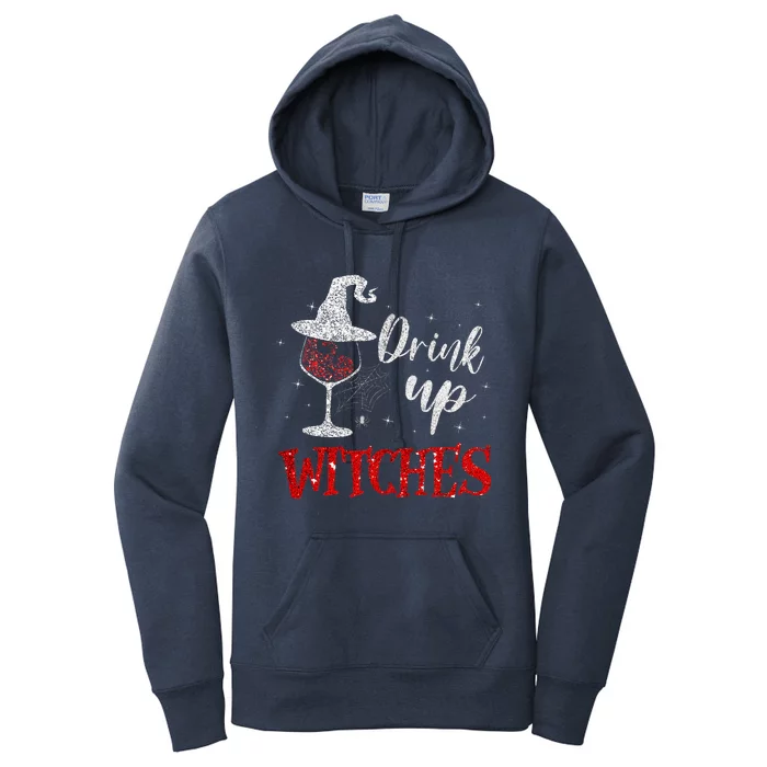 Halloween Glass Of Wine Drink Up Witche Women's Pullover Hoodie