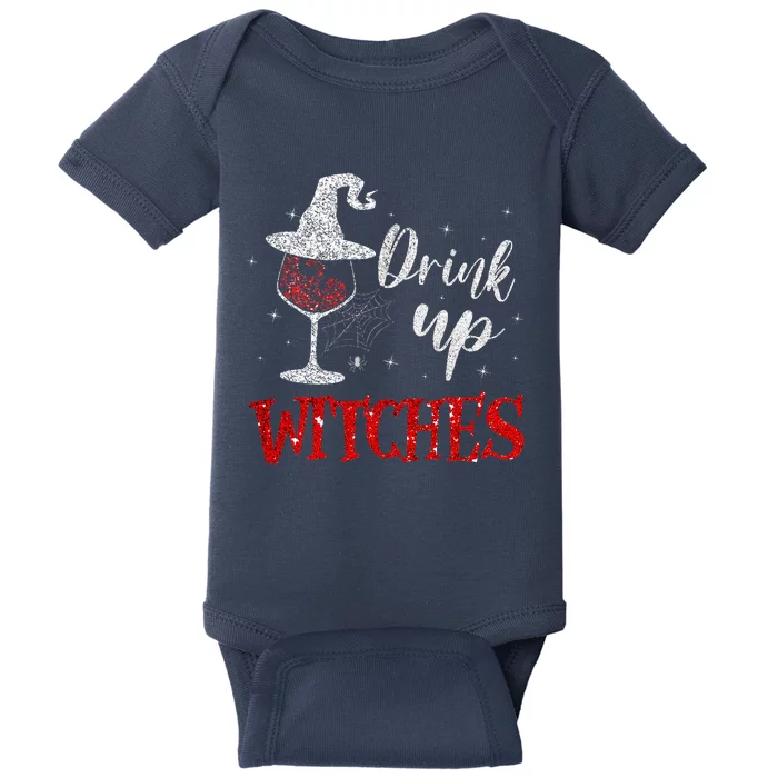 Halloween Glass Of Wine Drink Up Witche Baby Bodysuit