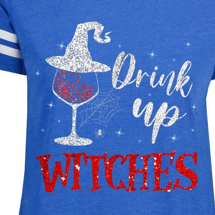 Halloween Glass Of Wine Drink Up Witche Enza Ladies Jersey Football T-Shirt