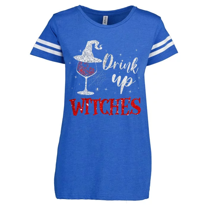 Halloween Glass Of Wine Drink Up Witche Enza Ladies Jersey Football T-Shirt