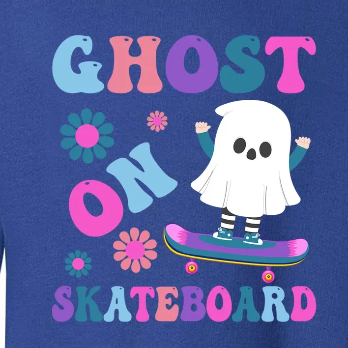 Halloween Ghost On Skateboard Gift Toddler Sweatshirt