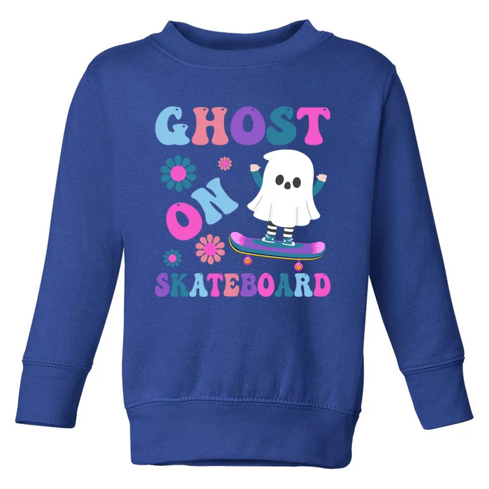 Halloween Ghost On Skateboard Gift Toddler Sweatshirt