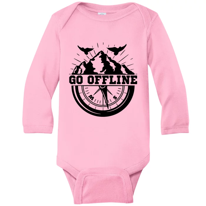 Hiking Go Offline Outdoors Nature Wilderness Adventure Baby Long Sleeve Bodysuit