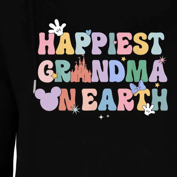 Happiest Grandma On Earth  Family Trip Happiest Place Womens Funnel Neck Pullover Hood