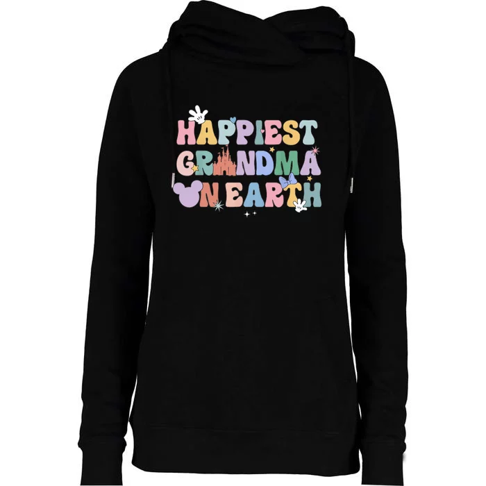 Happiest Grandma On Earth  Family Trip Happiest Place Womens Funnel Neck Pullover Hood