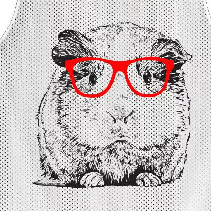 Hipster Guinea Pig In Red Glasses Pet Animal Mesh Reversible Basketball Jersey Tank