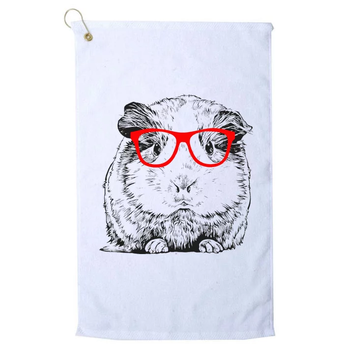 Hipster Guinea Pig In Red Glasses Pet Animal Platinum Collection Golf Towel