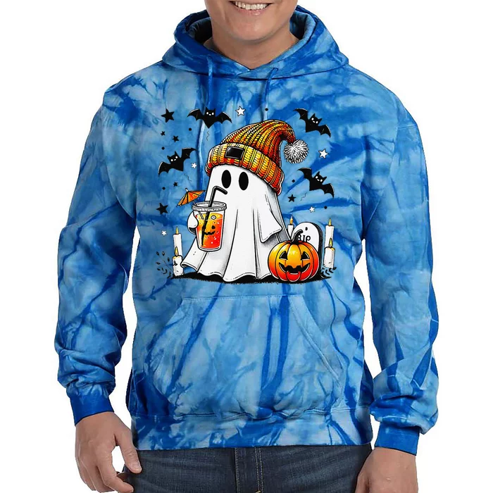 Halloween Ghost Pumpkin Spice Latte Coffee Tie Dye Hoodie