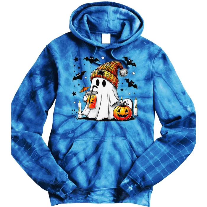 Halloween Ghost Pumpkin Spice Latte Coffee Tie Dye Hoodie